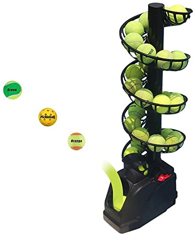 hzexun Tennisbälle Ballmaschine Tragbarer Tennisball-Maschine Solo Tennistrainer AC&Batterie Zuhause/Gericht Ballwurfmaschinen