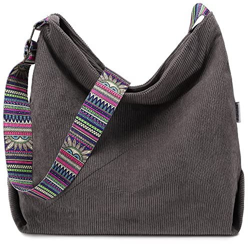 Makukke Handtasche Damen Umhängetasche, Cord Taschen Groß shopper Tote Bag schultertasche Casual Crossbody Bag für Schule Büro Arbeit Reisen Ausflug Einkauf