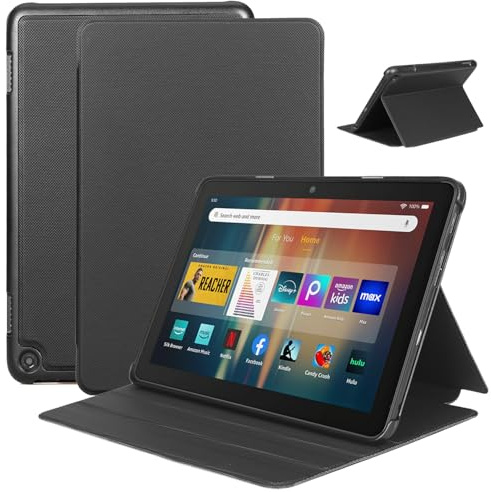 Amazon Fire HD 8 Tablet Hülle.Fire HD 8 Case,(12./10. Gen, 2024/2022/2020 Release) Faltbarer Vorderseite aus Leder und Weich TPU Rückseite für Fire HD 8/Plus/Kids/Kids Pro Tablet, Auto Wake/Sleep.