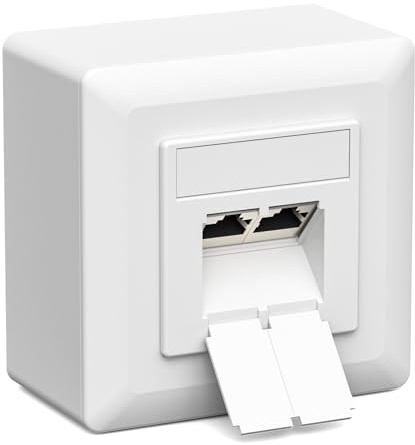 iwillink Cat-7-Netzwerkdose 2-Port 10 Gbit/s, Weiß | Abgeschirmte LAN-Dose, Aufputz-/Unterputzmontage, Universal, POE+, Kompatibel mit CAT7, CAT6, CAT6A