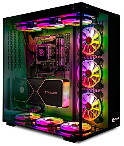 Talius Cronos ATX Gaming Box, gehärtetes Glas, RGB-Lüfter (in DREI Farben erhältlich) (Schwarz)