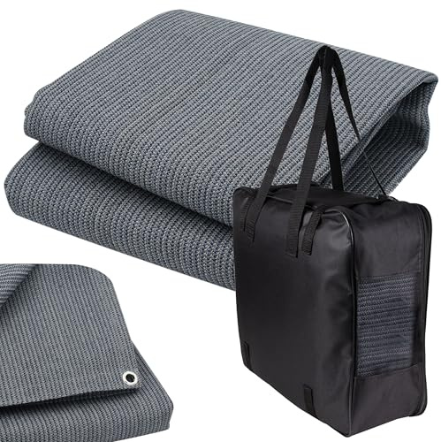 Vorzeltteppich + Heringe + Tasche - 250x500 GRAU-BLAU - Zeltteppich Zeltunterlage Outdoor Camping Vorzelt Campingteppich Vorzeltboden