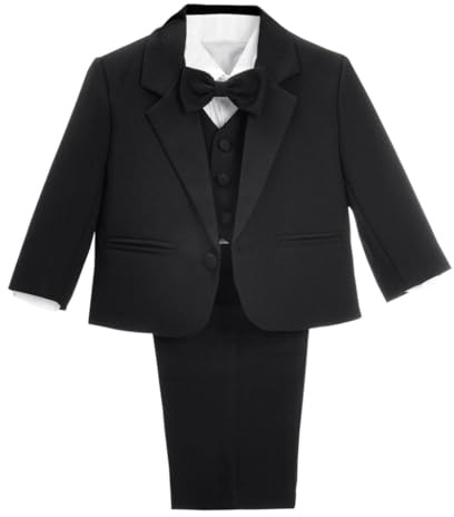 Lito Angels Baby Anzug Jungen Festlich Hochzeit, 5 Teiliges Set (Sakko, Weste, Hemd, Hose & Krawatte), Königsblau/Schwarz/Weiss/Elfenbein/Grau