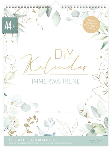 Häfft® Bastelkalender A4+ ohne Jahr, immerwährend Blattgold Fotokalender, DIY-Kalender, Kreativkalender, Geburtstagskalender zum Selbstgestalten - nachhaltig & klimafreundlich