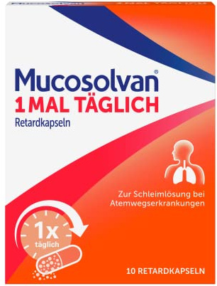 MUCOSOLVAN® 1mal täglich Retardkapseln, 6 x 10 Stück, 75mg Ambroxol, Hustenschleimlöser