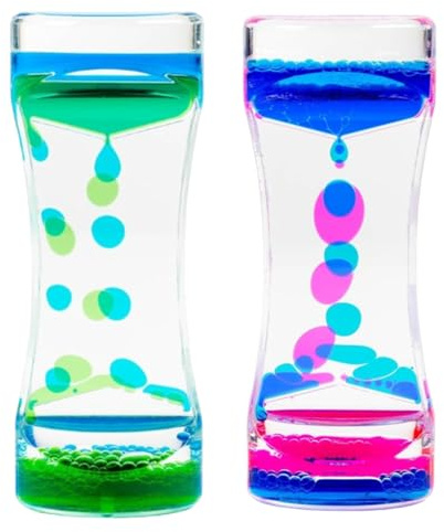 JJiaoLinin Bewegung Timer Sensory Sanduhr, 2 Stück Double Color Liquid Motion Bubbler für Büro und Klassenkameraden zur Aktivität, Entspannung, Angst, Autismus