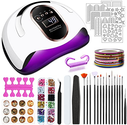 JOTOL 168W Nageltrockner,Lampe für Gelnägel mit 4 Timern,Intelligenter Sensor,Tragbarer,Abnehmbarer Bodenplatte,UV LED Lampe für Nägel,Professionelle Nagellampe