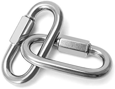 QWORK 2 Stück Edelstahl Schraubverbinder M10 , kettenglied , Schraubkarabiner mit 880kg Tragkraft