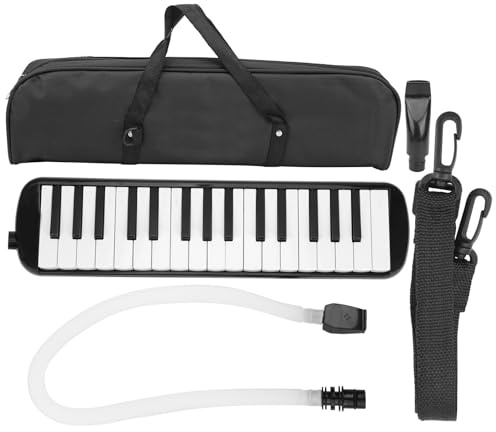 32 Tasten Melodica ABS IRIN Melodica Geeignet für Anfänger Übungstasche Blasmusikinstrument Tastatur Mundharmonika Schwarz (Schwarz)