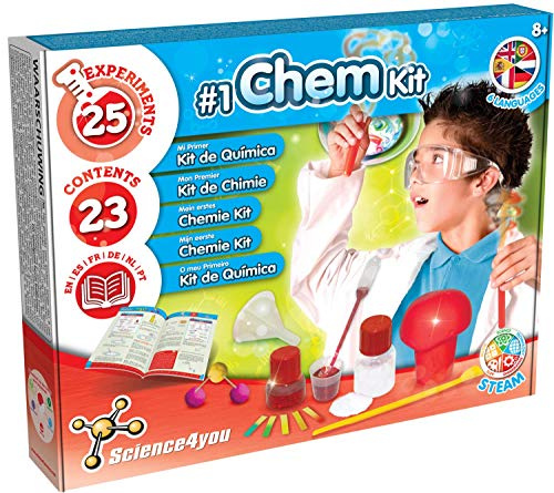 Science4you Mein Erster Experimentierkasten, EIN Chemiebaukasten - Forscherset fur Kinder mit 25 Experimenten: Chemielabor + Molekülbaukasten Lernspiel fur Kinder ab 8 Jahre