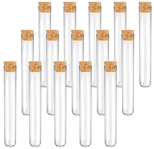 JIADEXIN 15 Stück Transparent Reagenzgläser - Reagenzglas mit Korken Reagenzgläser Kunststoff Reagenzglas Vase für DIY, Labor, Heim und Partydekoration, 12x75mm(4ml)