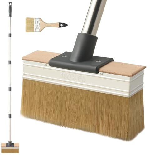 Mitclear Deckenbürste mit Langem Griff, Tapezierbürste Langer Stiel, Pinsel groß, Kleisterbürste, Flächenstreicher, Malerpinsel, ölpinsel, Borstenpinsel, Lasurpinsel Holz Außen, Flächenpinsel