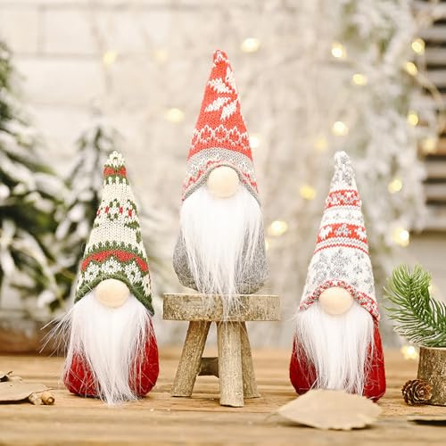 Cytecedx Wichtel Weihnachten Deko, 3 Stück ​Weihnachtswichtel Figuren Weihnachtsmann Gnom Weihnachtsfiguren Klein Weihnachtszwerg Skandinavischer Handmade Plüschfigurenfür Weihnachtsdeko Innen