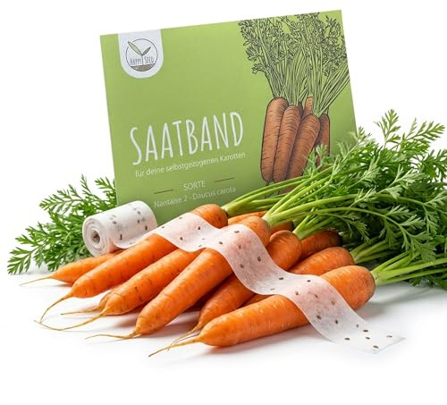 5m Saatband Karotten Samen (Nantaise 2 - Daucus carota) - Saftig, knackige Möhren ideal für die Anzucht im Garten, Balkonkasten & Gemüsebeet