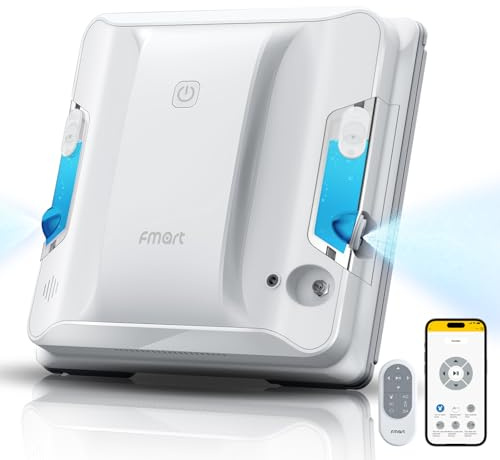 Fmart W7 fensterputzroboter mit sprühfunktion, automatischer fensterroboter, leistungsstarke 3800pa Saugkraft, 50ml Wassertank, automatische Bahnplanung, APP-Steuerung