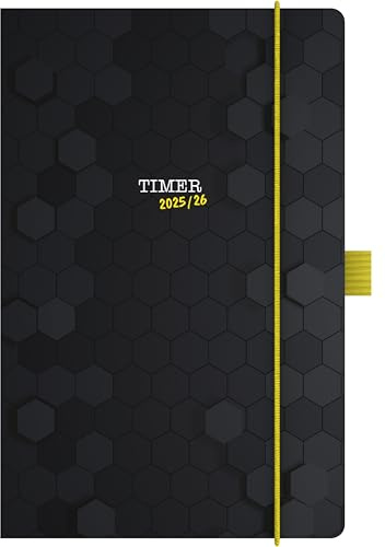 Alpha Edition - Schülerkalender Classic Schwarz 2026 – Schulplaner DIN A5 (ca. 13×20 cm) mit Hardcover, Magnetverschluss & Wochenübersicht, robuster Terminplaner für Schüler, inkl. Sticker