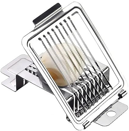 Eierschneider aus Edelstahl mit Stabilem, Glattes Schneidwerkzeug für Gekochte Eier und Obst, Leicht zu Reinigen, (Gezahnte Klinge)