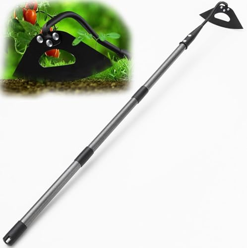 Gartenhacke, 215cm Hochleistungs Hohlhacke Gartenwerkzeug mit Einstellbarer Länge Metallgriff, mit scharfer Klinge zum Graben, Unkrautjäten, Schneiden und Verlieren von Erde