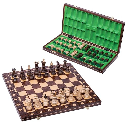 Square - Schach Schachspiel - AMBASADOR AG - Schachbrett aus Holz - 53 x 53 cm & Schachfiguren - Kunsthandwerk