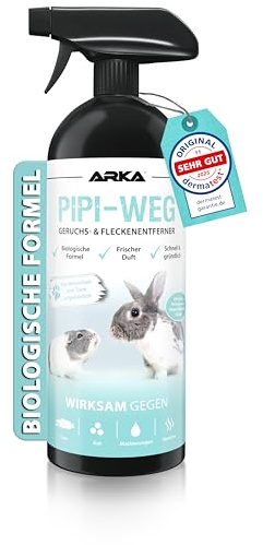 ARKA Nagerkäfig Reiniger Spray 750 ml – biologischer Enzymreiniger gegen Urin, KOT, Tiergerüche & Flecken – für Kaninchenstall, Hamsterkäfig, Gehege & Kleintierzubehör – PIPI