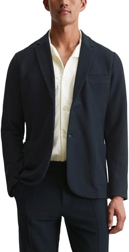 Marc O'Polo Herren Sakko mit Reverskragen Shaped Fit, Blau (Dark Navy), L