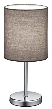 Reality Leuchten Tischleuchte Jerry R50491011, Metall Nickel matt, Stoffschirm Grau, exkl. 1x E14