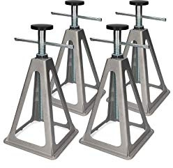 CARTREND Stützbock Set | Für Wohnwagen & Wohnmobil | 900 kg Traglast pro Stück, stufenlos verstellbar 280–430 mm, Aluminium, Schutzkappen, Ø 5,3 cm Auflage, zusätzliche Stabilisierung | 4 Stück
