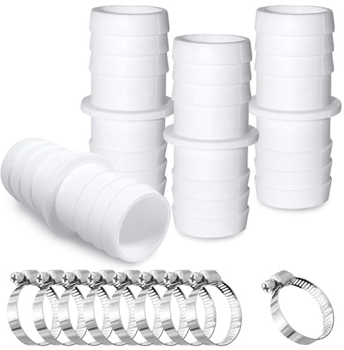 DTXYBC 4 Stück Pool Schlauchverbinder, Schlauchverbinder 32mm auf 32mm ø Set, mit 8 x Schlauchschellen, Pool Schlauchadapter, Poolschlauch Adapter für Pool, Garten