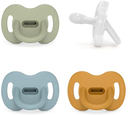Suavinex, Schnuller aus Silikon 4er-Pack, für Babys 0-6 Monate, Schnuller mit physiologischem Sauger Sx Pro, Symmetrisch, Superweich und Flexibel, Einschlafschnuller, Honey, Lake, Chili, Fuchsia