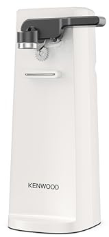 Kenwood Elektrischer Dosenöffner CAP80.000WH, Multifunktionaler 3-in-1 Küchenhelfer mit Integriertem Messerschärfer, Dosenöffner und Flaschenöffner, mit Kabelaufwicklung, Weiß