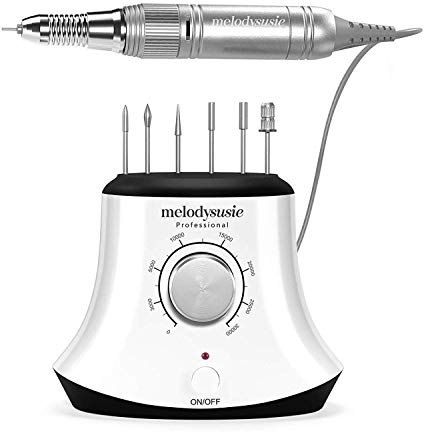 MelodySusie Elektrische Nagelfräser 30000 U/Min Professionelle Elektrische Nagelfeile Maniküre Pediküre Set Gelnägel Acrylnägel Nagelpflege Fräser Set mit Fußpedal für Nagelstudio Zuhause, Weiß