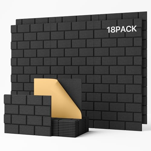 Soundsbay Akustikpaneele Selbstklebend Ziegeloptik 18 Stück 30x40x0.9cm | Schallschutz Wand, Schallschutzplatten, für Akustische Behandlung und Wanddekoration