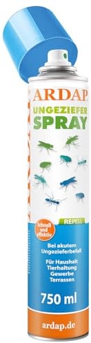 ARDAP Repell Ungezieferspray 750ml - Insektenspray bei akutem Ungezieferbefall - Abwehrend bei Insektenbefall - Insektenspray Wohnung - Schädlingsfrei - Wirkt schnell & effektiv (PT19)