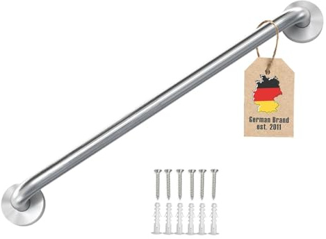 Intirilife Handtuchhalter aus Edelstahl Gebürstet - Länge 80cm und 19mm Stangendurchmesser zum Bohren - Handtuchstange Badetuchhalter Handtuch Halter Bad Sauna Küche, Wandmontage