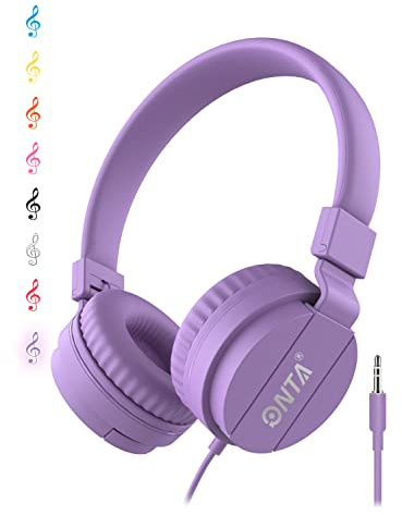ONTA® Faltbarer Kopfhörer für Kinder, verstellbar, leicht, für Telefone/iPhone/Tablets/iPad/PC/MP3/MP4-Player (Violett)