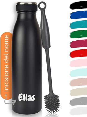 Milu® Trinkflasche mit Gravur personalisiert - als Geschenk-Idee Ostern, Vatertag, Muttertag, Weihnachten, Einschulung, Liebesgeschenk, Geburtstag, Frauen und Männer Mama Papa Kinder (750ml + Gravur)