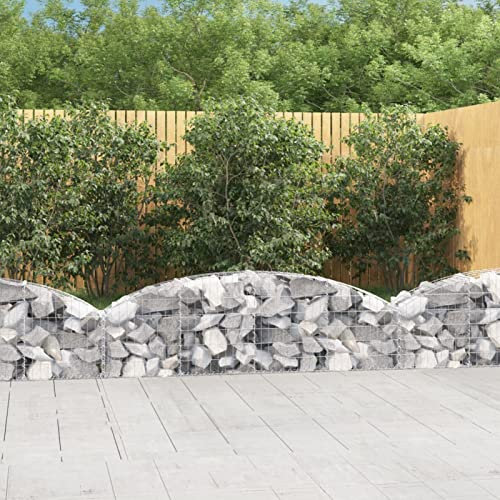 Somanki Gabione mit Hochbogen, Gabionenkörbe, Gabionen Hochbeet, Steinkorb, Gabionengitter, Kräuterspirale Für Garten, Drahtkorb Für Pflanzen, 200x30x40/60 cm Verzinktes Eisen