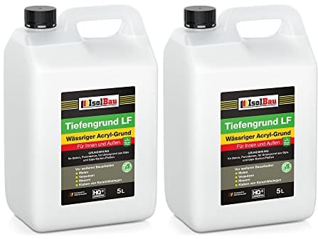 Isolbau Tiefengrund LF - Wässriger Acryl-Grund für Innen & Außen - Tiefgrund für professionelle Grundierung - 10 L