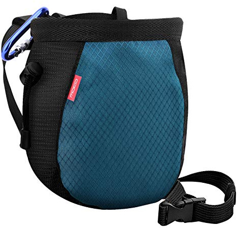 MoKo Chalkbag, Kordelzug Magnesiabeutel Klettern Bouldern Chalk Bag mit Einstellbar Gurt & Reißverschlusstasche & Karabinerclip für Klettern Gewichtheben Gymnastik Crossfit