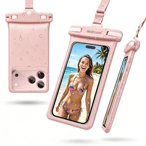 Universelle wasserdichte handyhülle mit Lanyard Handy IP8X Tauchen im Freien Strand unter Wasser bis zu 7,0 wasserdichter beutel 3D nahtlose HD TPU staubdichte Touch-Telefonhülle für iPhone Pink