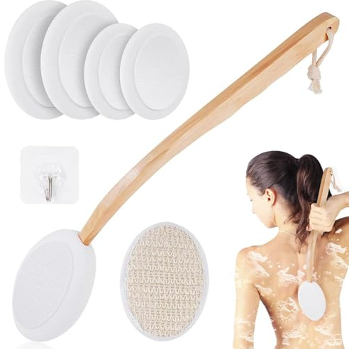 7 Stück Rückenbürste mit Langem Stiel Set Abnehmbare Eincremehilfe für Rücken Duschbürste Rückeneincremhilfe Rückencremer Rücken Selbst Eincremen Badebürsten mit Badezubehör für Erwachsene und Kinder