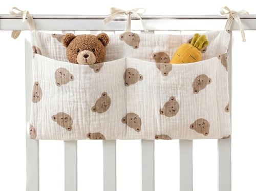 BAUCH Babybett Organizer,Kinderzimmer Hängender Bett Organizer mit Taschenorganizer Beistellbett Baby, für Windeln Kleidung Spielzeug Hängeorganizer Babybetttasche,39X20CM