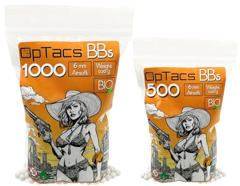 OpTacs Airsoft Softair Kugeln 6mm Premium Bio BBS 0,20g BB biologisch abbaubar (500 Stück)