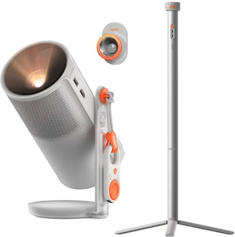 XGIMI MoGo 4 Outdoor Beamer Set mit PowerBase-Ständer, 5h Laufzeit | 450 ISO-Lumen, 12W Harman Kardon Sound, Google TV & Netflix, ISA Auto-Setup, 360° Ständer, inkl. Magnet-Filter