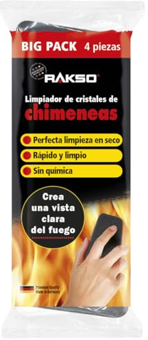 RAKSO Kaminscheibenreiniger - 4 Kaminglasreinger, 2x2 Stk. - Kaminreiniger Scheibe, Ofenglasreiniger, Kamin Scheibenreinigung, Kaminglas Reiniger, Ofenreiniger Kamin