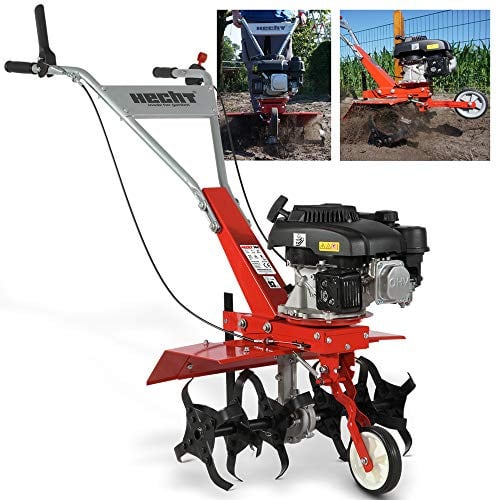 HECHT Benzin Motorhacke 4,08 PS - mit 60 cm Arbeitsbreite – 4 Takt Motor – 24 Harte Messer – Bodenfräse – Gartenhacke – Kultivator – zum Boden umgraben und lockern - Gartenfräse Benzin