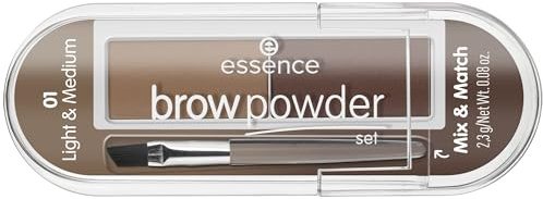 essence cosmetics brow powder set, Augenbrauen, Nr. 01 light ; medium, mehrfarbig, 2 Braun-Töne, definierend, sofortiges Ergebnis, matt, vegan, Mikroplastik Partikel frei, Nanopartikel frei (2,3g)
