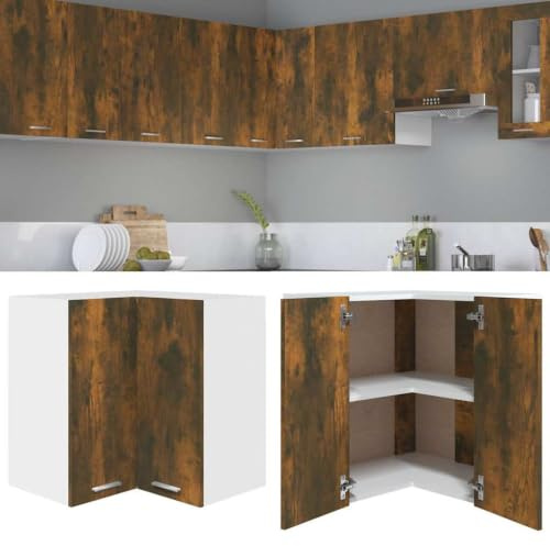 Myheimly Eck-Hängeschrank Räuchereiche 57x57x60 cm Holzwerkstoff Küchenschrank Küchenzeile Küchenmöbel Unterschrank Küchenunterschrank Schrank