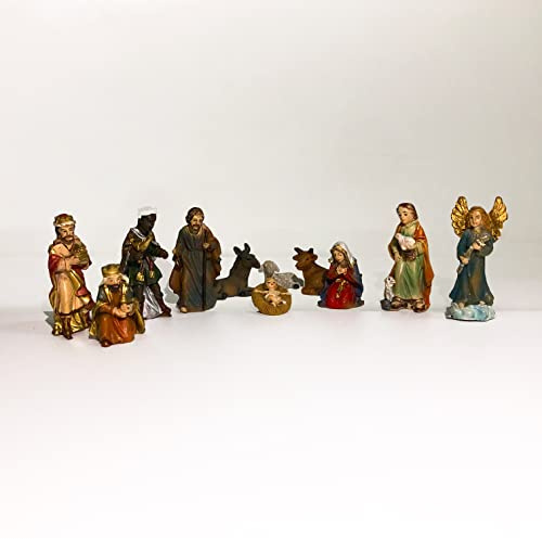 Gesar Krippenfiguren Set - 11 Teile aus Kunstharz, 3,5 cm, Handbemalt