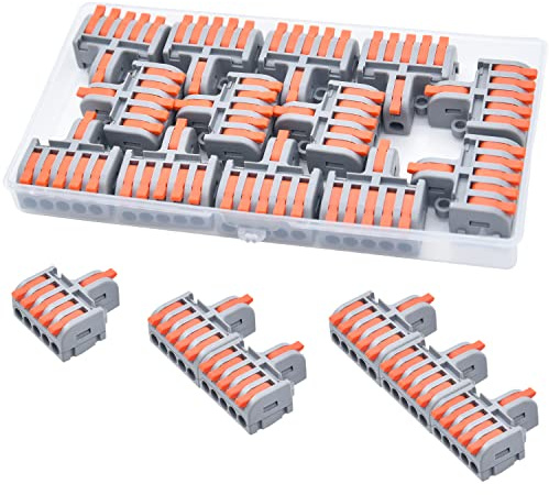 XALXMAW 13 Stück Kabelverbinder, 1 In 5 Out Verbindungsklemme mit Hebel, 0.2-4mm² Leiter Klemme, DIY Kombinierbare Kompakt Lüsterklemme, Elektrische Anschlussblöcke